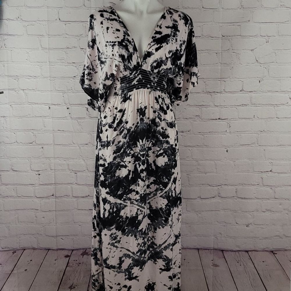 Light pink with black tie dye print dress